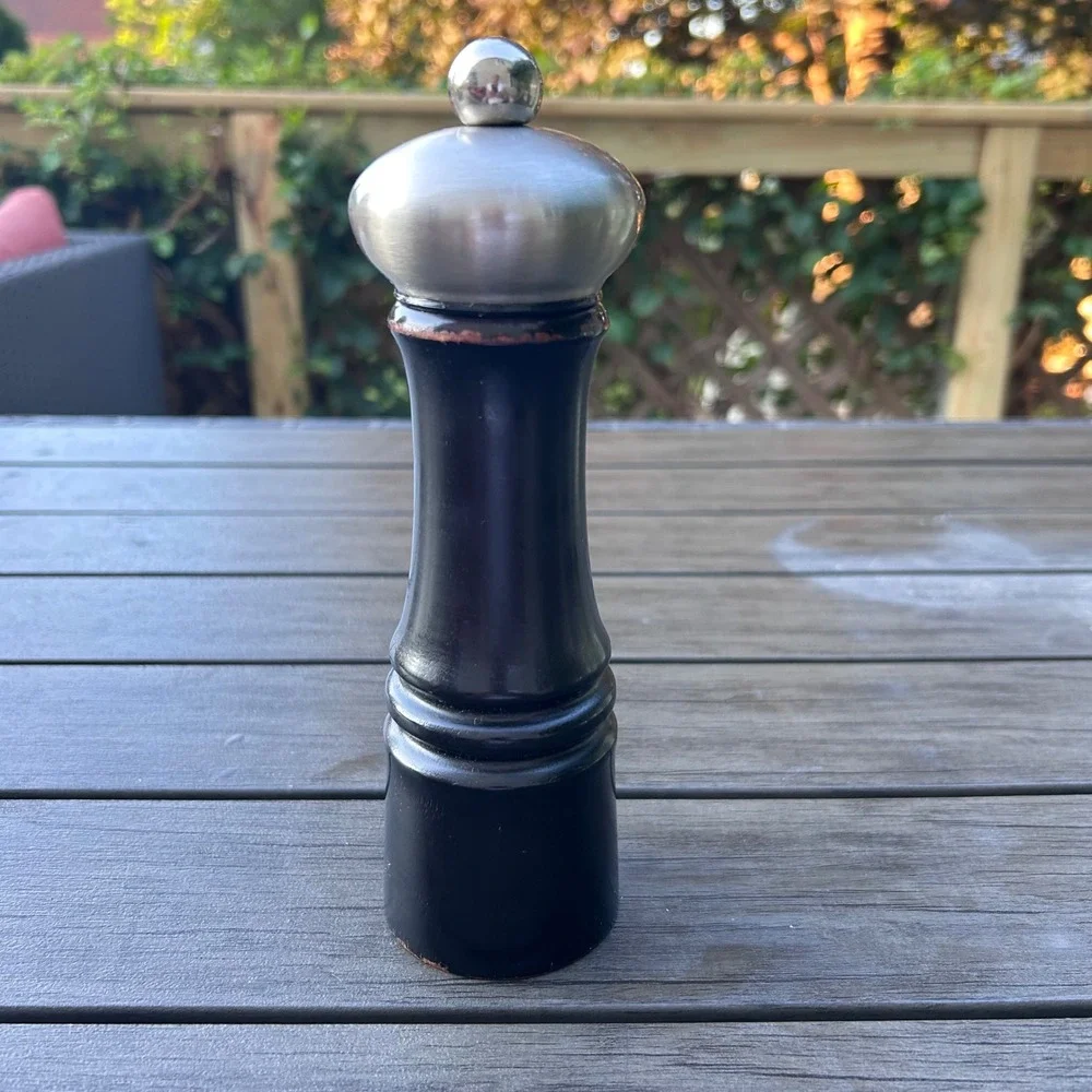 Trudeau Pepper Mill Dark Wood Stainless Steel Manual Spice Grinder Black